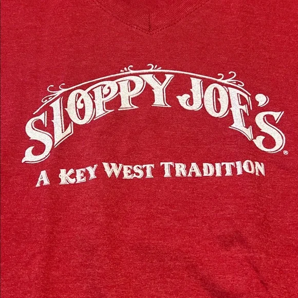 Ladies Sloppy Joe's Key West V-neck Tee Cardinal Red Heather - Picture 4 of 10